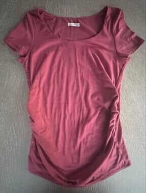 Heart & Hips Cottagecore Mauve Rose Ruched Tee Medium Comfy Maternity